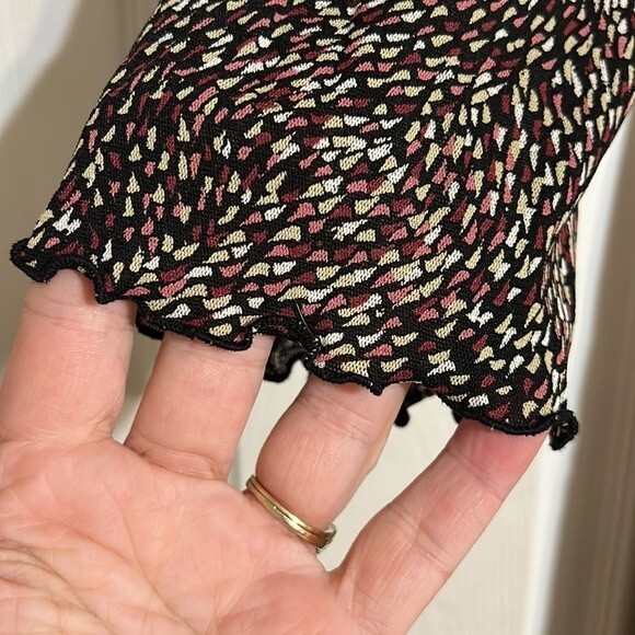 MOTHERHOOD Size Large Midi Dress Wrap Lined Black White Pink Stretch Ruched - Picture 3 of 8